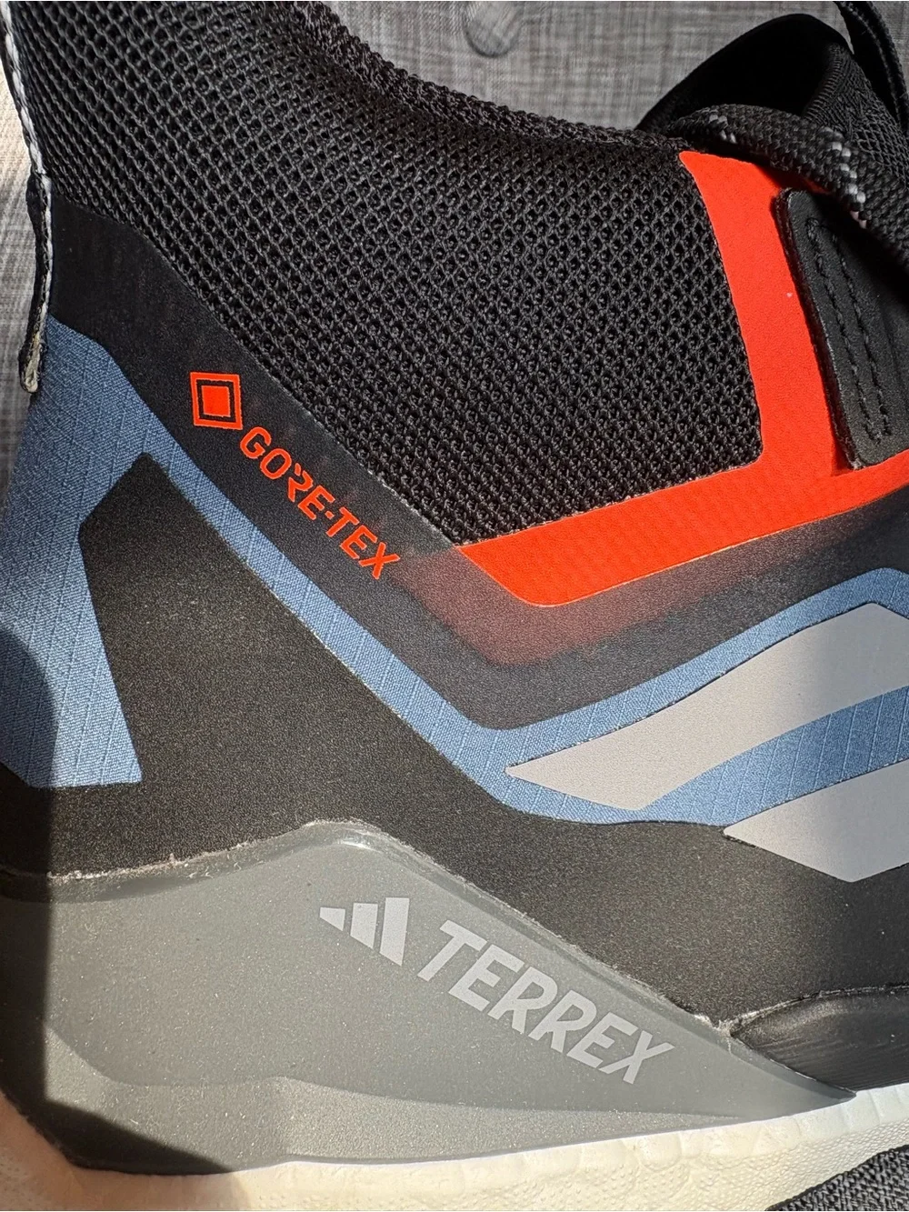 Men’s adidas Terrex Blue and Black Trail Running Shoes with Orange Accents Sz 11